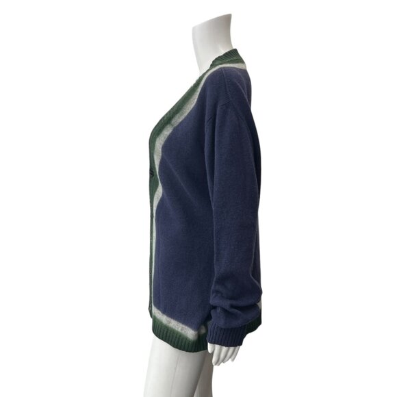 ETRO Blue Knit Stripe Cardigan Wool Button Sweater size XL - Picture 7 of 9